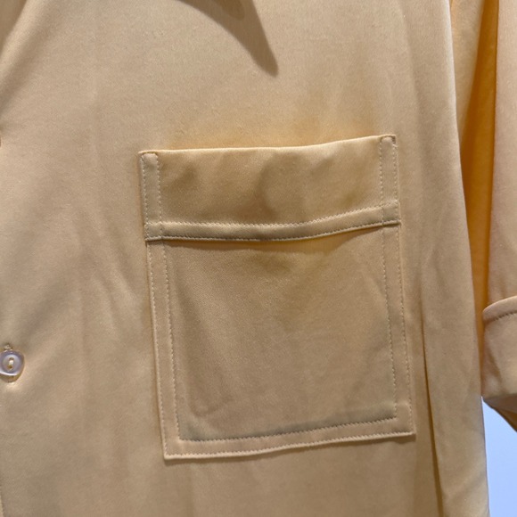 Vtg JCPenney yellow disco shirt men's L vintage 1970s camp collar - Picture 5 of 7